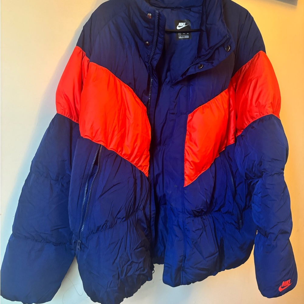 Nike Puffer Jacket in Navy and Bright Red